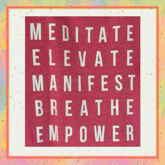 Guru Active Meditate Elevate Manifest Breathe Empower Tank Size S Pink Racerback - Picture 3 of 8